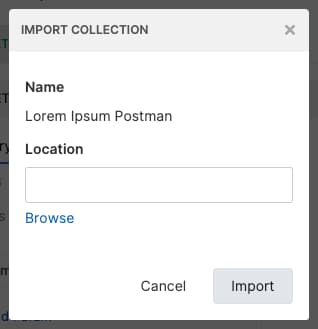 Collection Location dialog